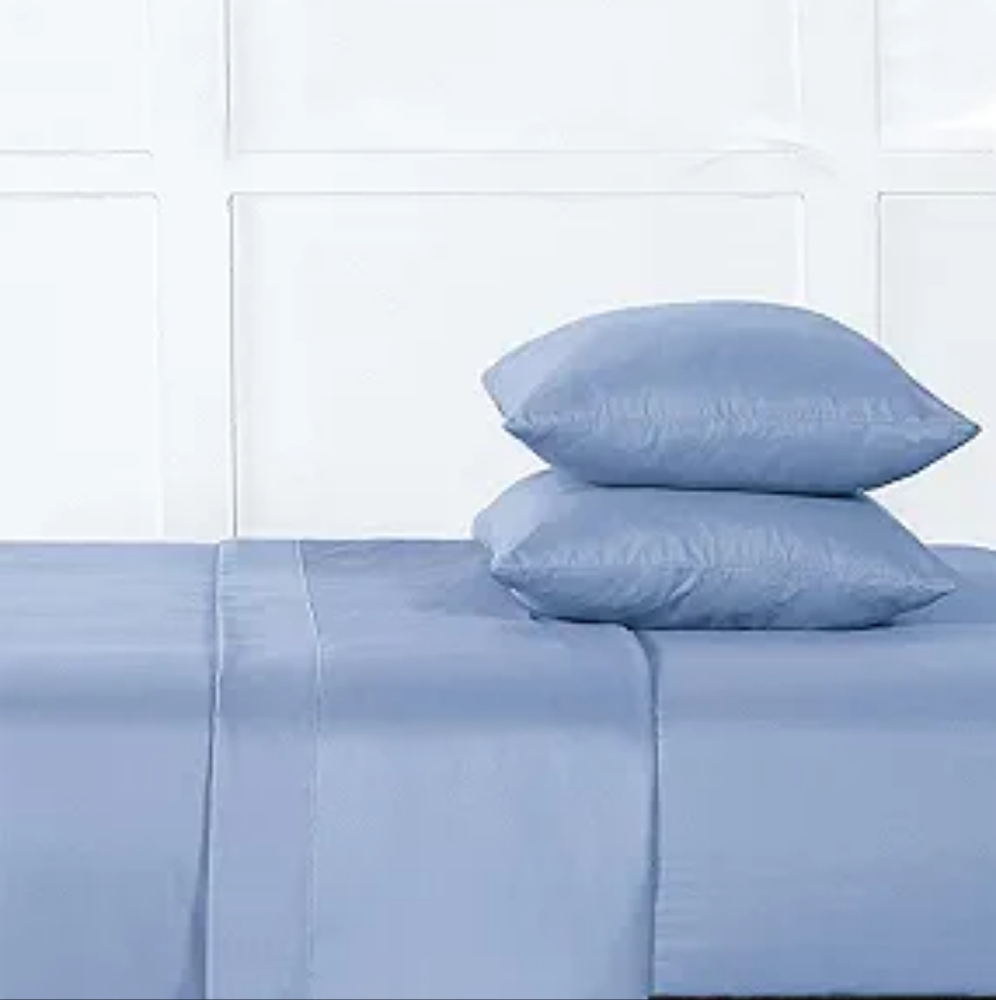 Wellbeing Oxywash Solid 300 Thread Count Sheet Set, California King Blue